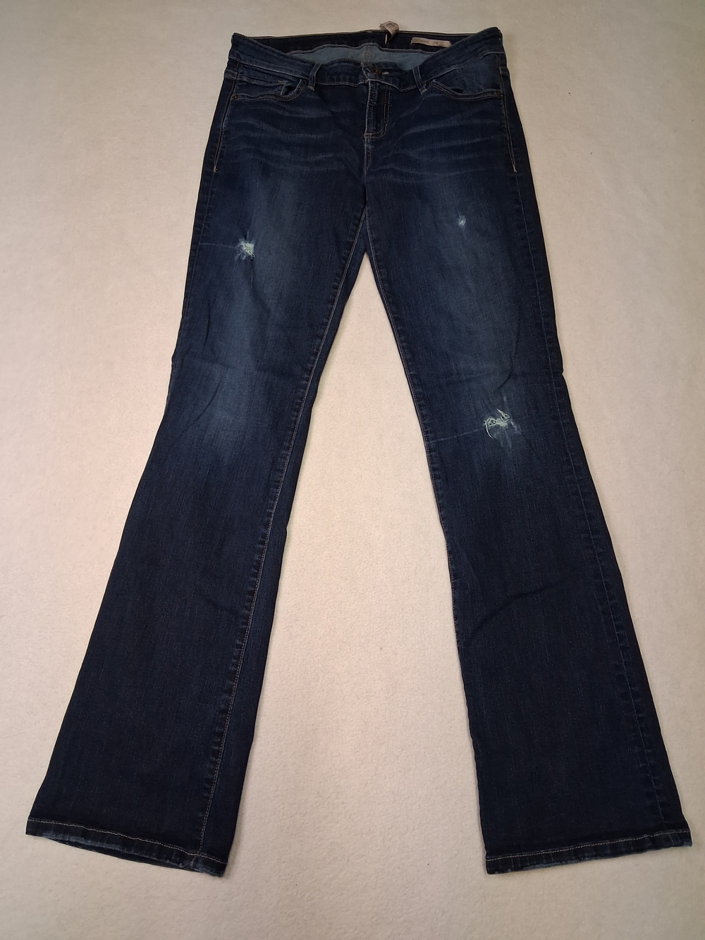 Guess Dark Blue Flare Jeans with Subtle Distress